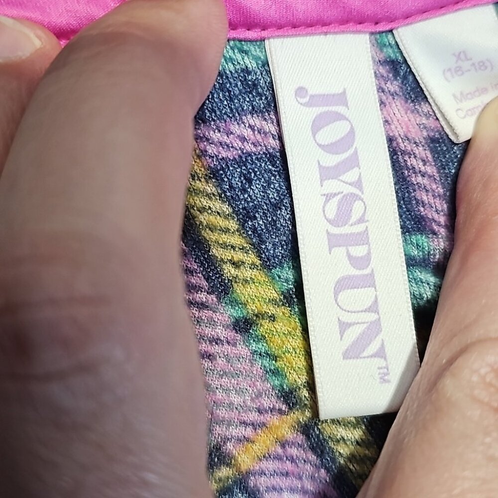 Joyspun XL green and pink plaid button down long sleeve shirt - Picture 5 of 7